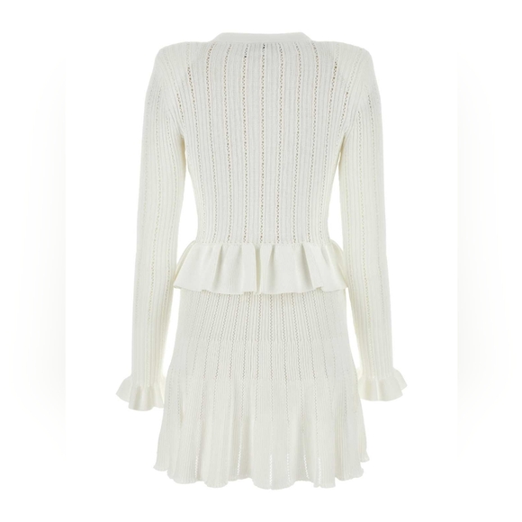 self-portrait FW24 Pointelle knit peplum mini dress - Picture 6 of 14